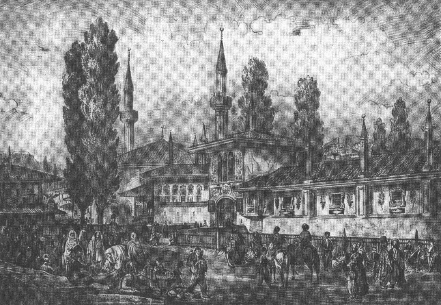 Хан-сарай в первые годы после аннексии. Старинный рисунок. Из коллекции издательства «Тезис» Хан-сарай в первые годы после аннексии. Старинный рисунок. Из коллекции издательства «Тезис»