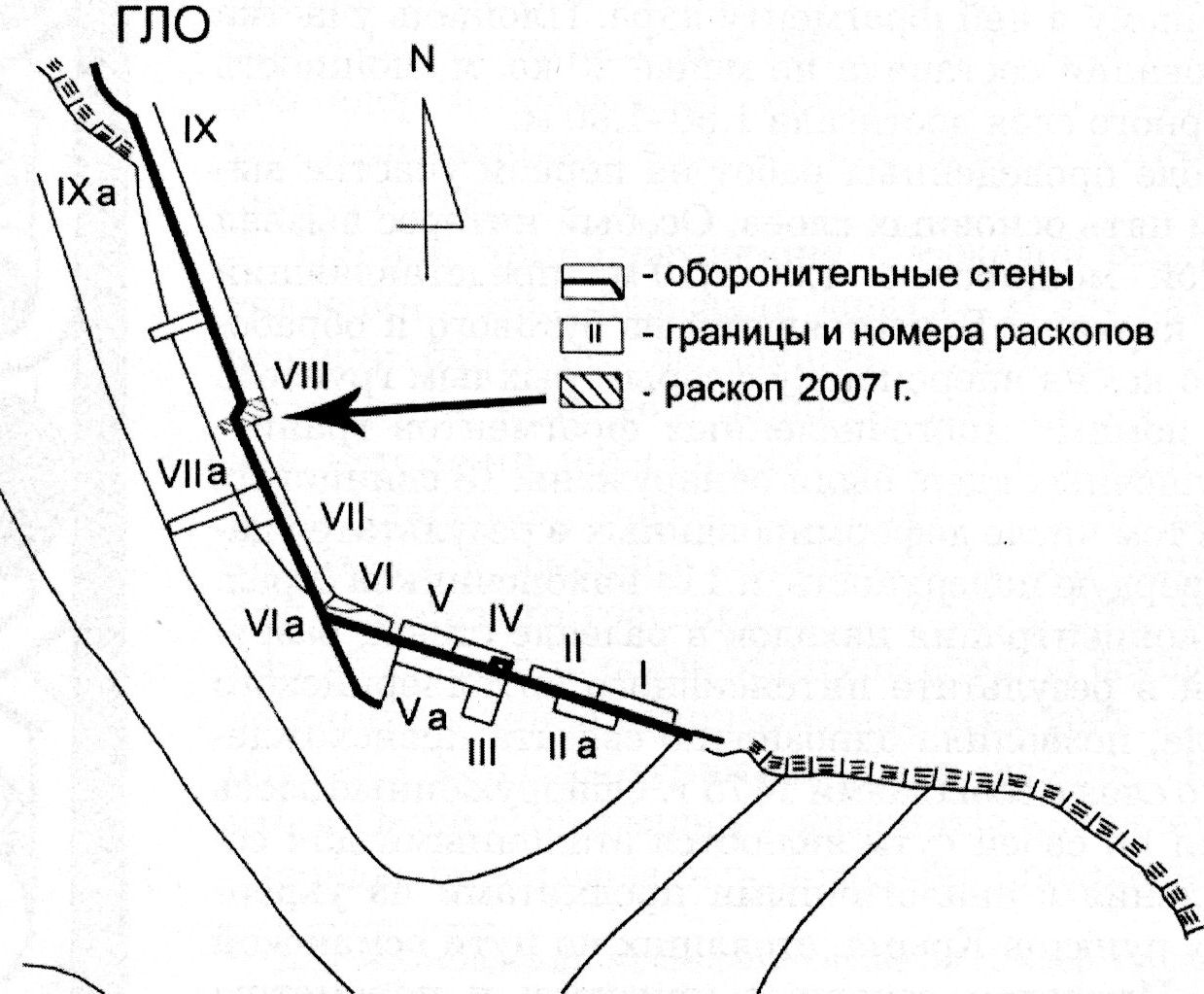 Участок исследований 2007 г. с внешней стороны укрепления A.XIV Участок исследований 2007 г. с внешней стороны укрепления A.XIV